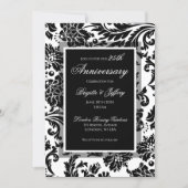 25th anniversary Black & white damask custom Invitation | Zazzle