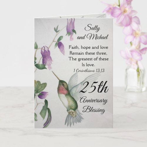 25th Anniversary Blessing Faith Hope Love Couple Card