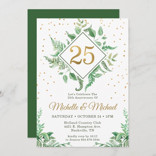 25th Anniversary Botanical Invitation (Front/Back)