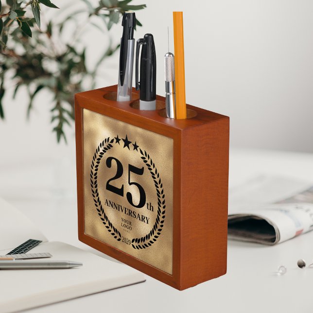 25th Anniversary Business Logo Gold Desk Organizer (25th Anniversary Business Logo Gold Desk Organizer
)