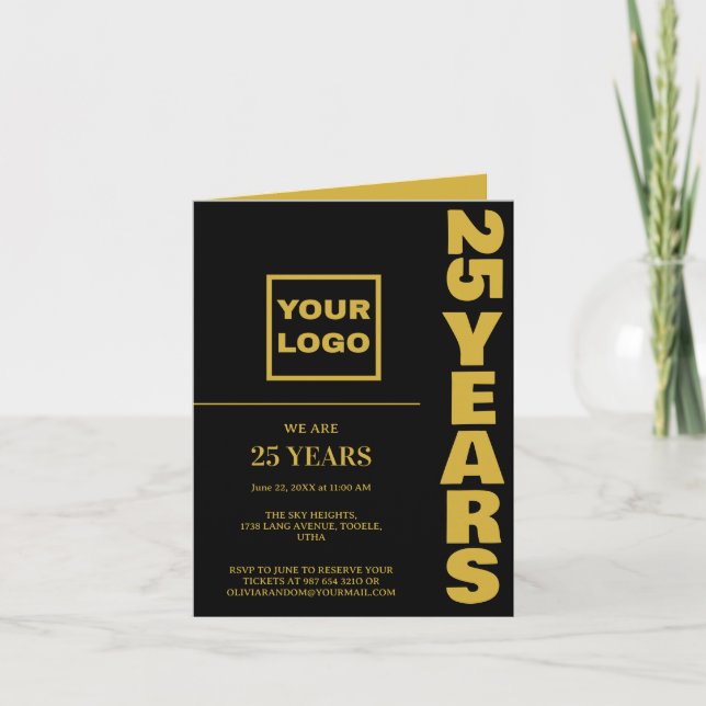 25th Anniversary celebration business logo Invitation (Front)