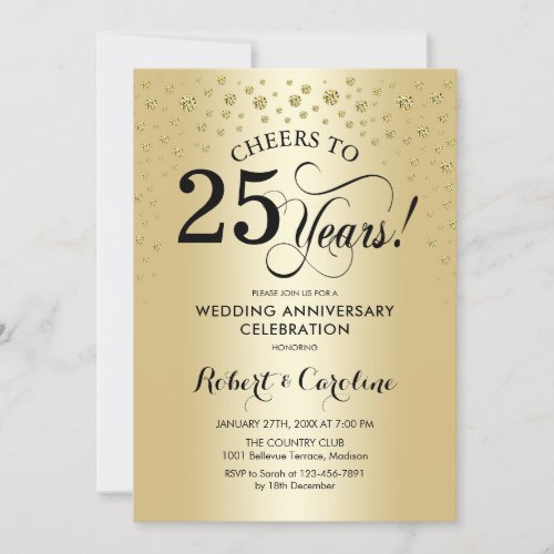 25th Anniversary Celebration _ Gold Black Invitation