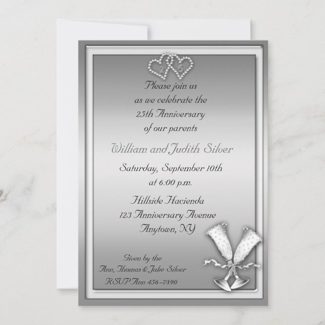 25th Anniversary Champagne Invitation (Front)