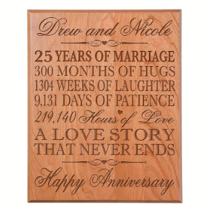 25th Anniversary Cherry Solid Wood Wall Plaque