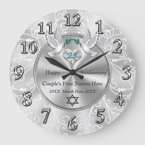 25th Anniversary Clock with Judaic Star of David