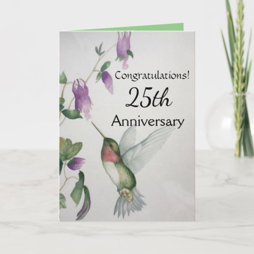 25th Anniversary Congratulations Hummingbird Card
