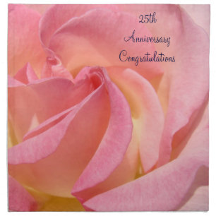 25th Anniversary Congratulations Pink Rose Napkins