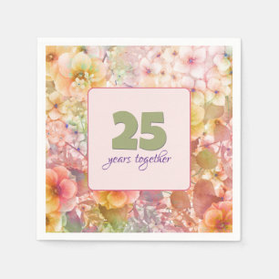 25th Anniversary Cosmos Floral Garden Napkins