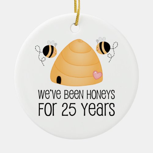 25th Anniversary Couple Gift Ceramic Ornament