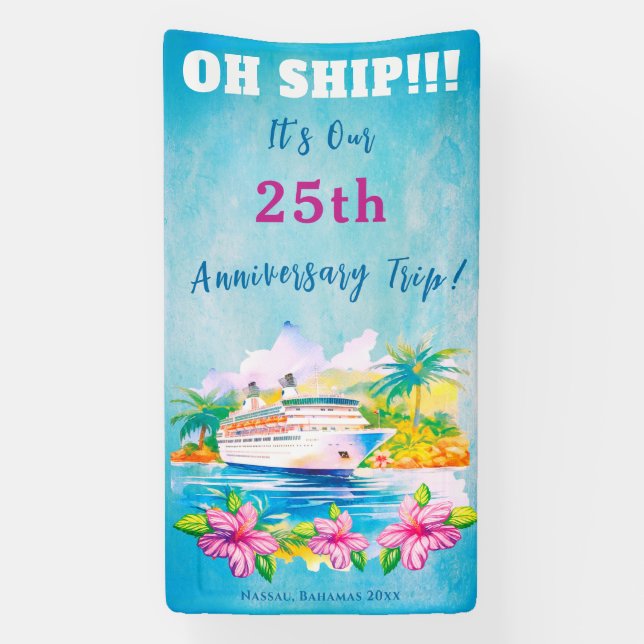  25th Anniversary Cruise Ship Door Wedding Banner (Vertical)