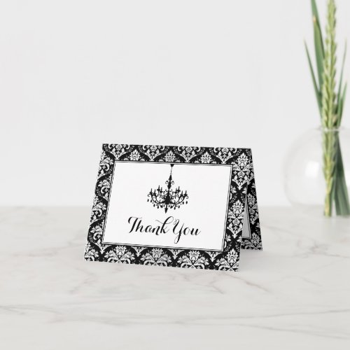 25th Anniversary Damask Chandelier Thank You Card