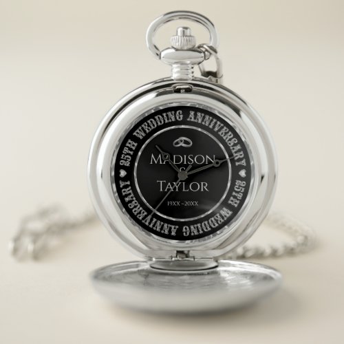 25th Anniversary  Diamonds Text Pocket Watch