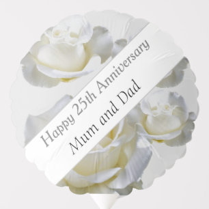 25th Anniversary editable Silver Rose Balloon