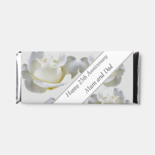 25th Anniversary editable Silver Rose Hershey Bar Favors
