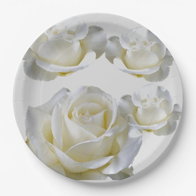 25th Anniversary editable Silver Rose    Paper Plates (Front)