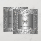 25th Anniversary Elegant Silver Floral Butterfly (Front/Back)