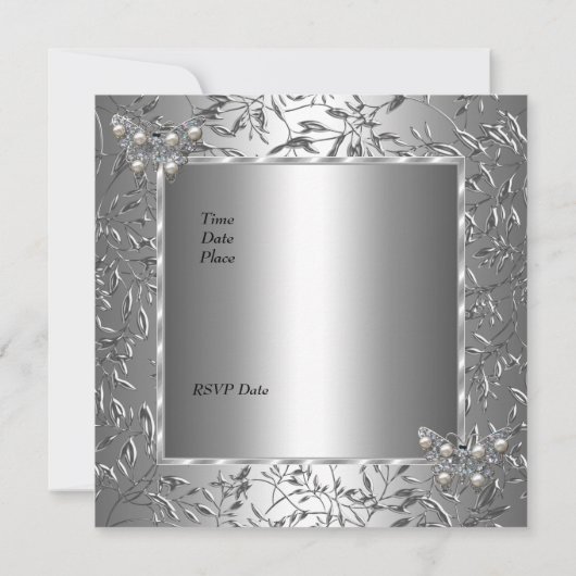 25th Anniversary Elegant Silver Floral Butterfly (Back)