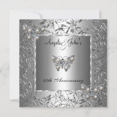 25th Anniversary Elegant Silver Floral Butterfly (Front)