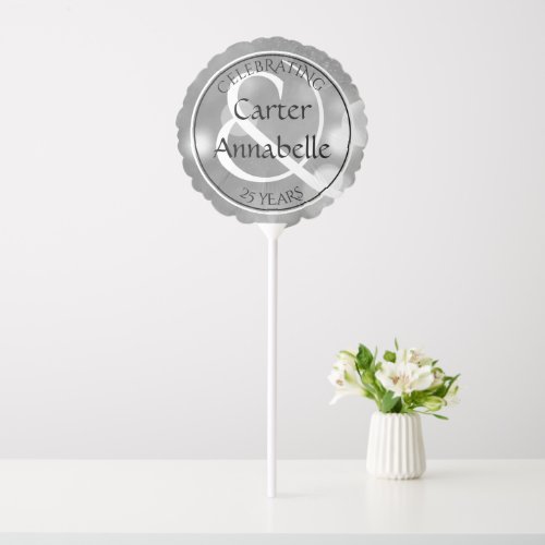 25th Anniversary Elegant Silver Personalized Balloon