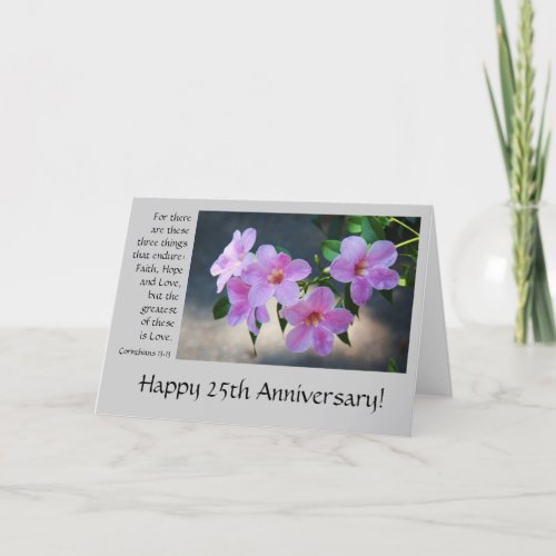 25th Anniversary floral bible verse about love Card