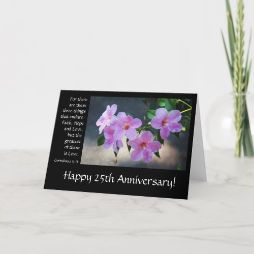 25th Anniversary floral bible verse about love Card