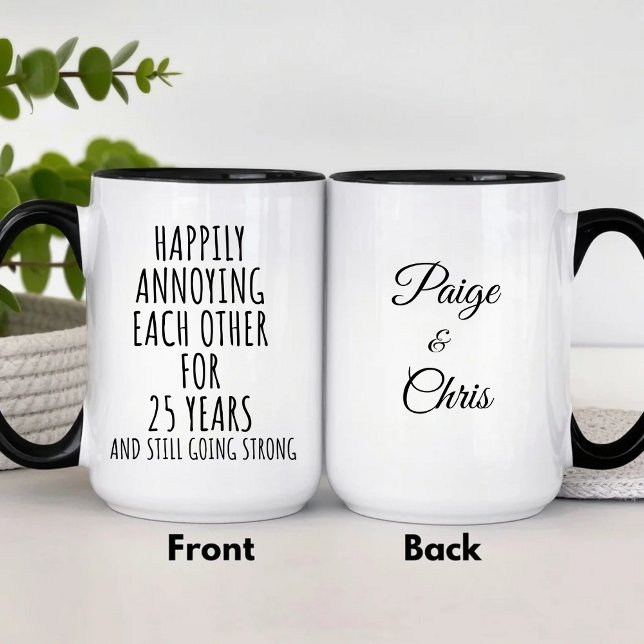 25th Anniversary Funny Silver Mug for Couples (Creator Uploaded)