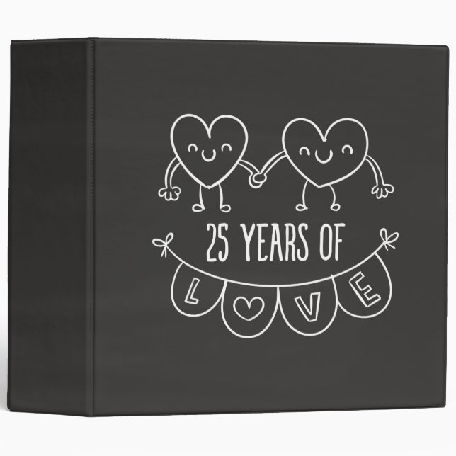 25th Anniversary Gift Chalk Hearts Binder (Front/Spine)