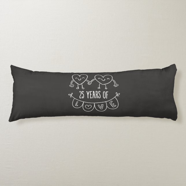 25th Anniversary Gift Chalk Hearts Body Pillow (Front)