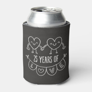 25th Anniversary Gift Chalk Hearts Can Cooler