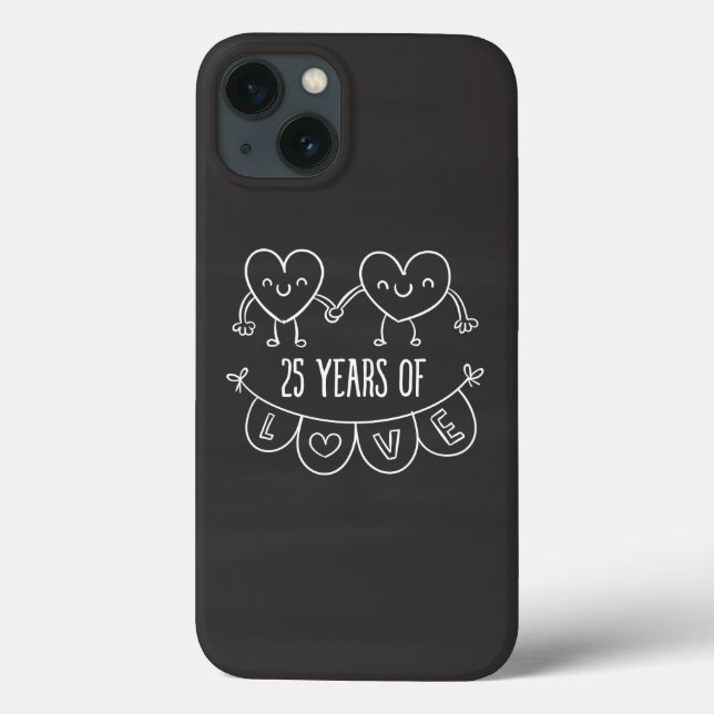 25th Anniversary Gift Chalk Hearts Case-Mate iPhone Case (Back)