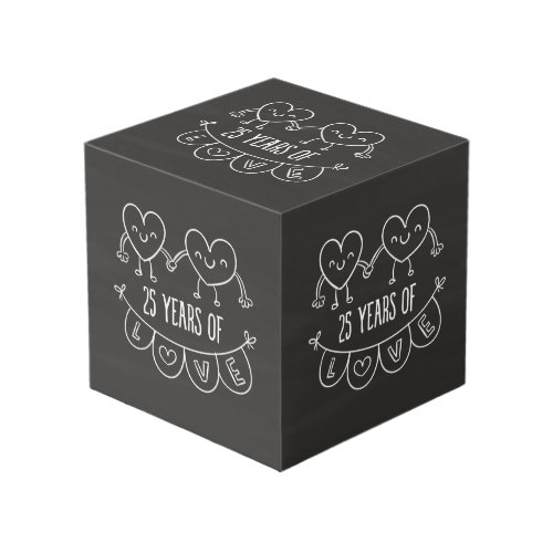25th Anniversary Gift Chalk Hearts Cube