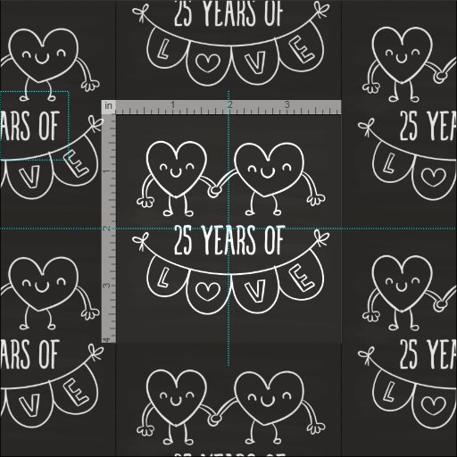 25th Anniversary Gift Chalk Hearts Fabric