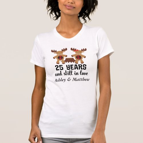 25th Anniversary Gift Moose Couple T_shirt