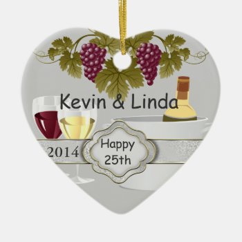 25th Anniversary Gift Ornament Wine Lovers by PersonalCustom at Zazzle