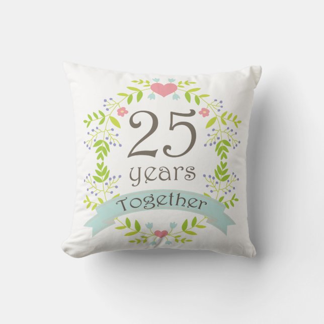 25th Anniversary Gift Throw PIllow (Front)