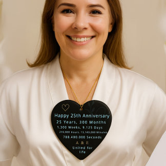 25th Anniversary Heart  Ceramic Ornament