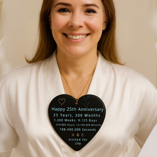 25th Anniversary Heart  Ceramic Ornament (Creator Uploaded)