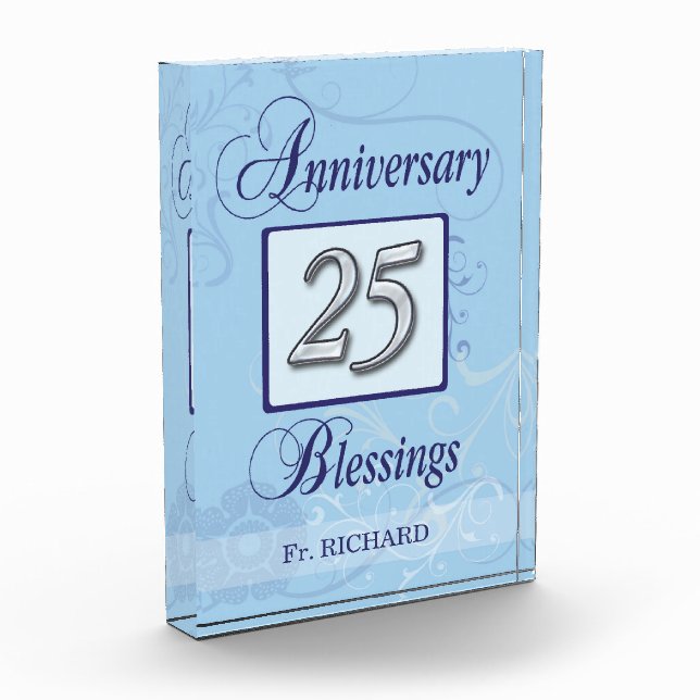 25th Anniversary in Blue and Silver Acrylic Award (Left)