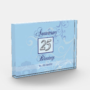 25th Anniversary in Blue and Silver Acrylic Award