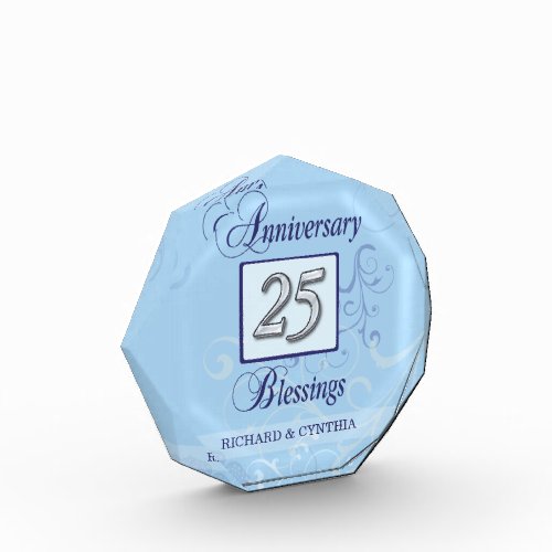 25th Anniversary in Blue and Silver Acrylic Award