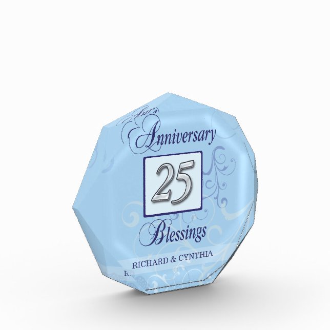 25th Anniversary in Blue and Silver Acrylic Award (Left)