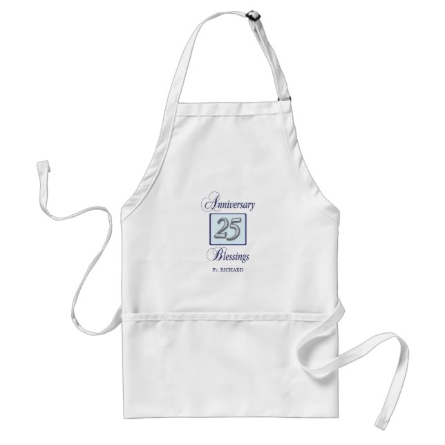 25th Anniversary in Blue and Silver Adult Apron (Front)