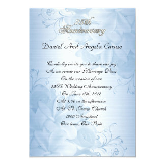 25th Anniversary invitation blue floral
