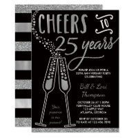 25th Anniversary Invitation, Faux Glitter/Foil Invitation