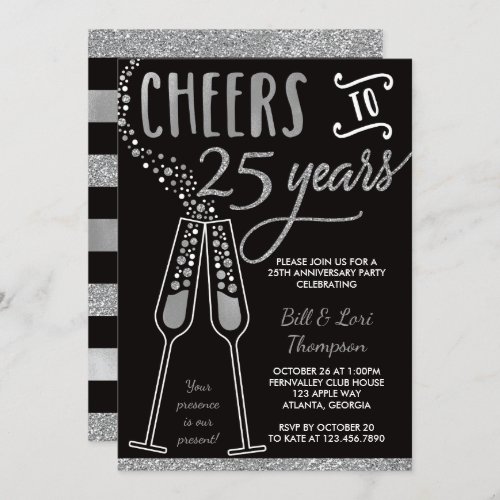 25th Anniversary Invitation Faux GlitterFoil Invitation