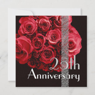 25th Anniversary Invitation RED Roses