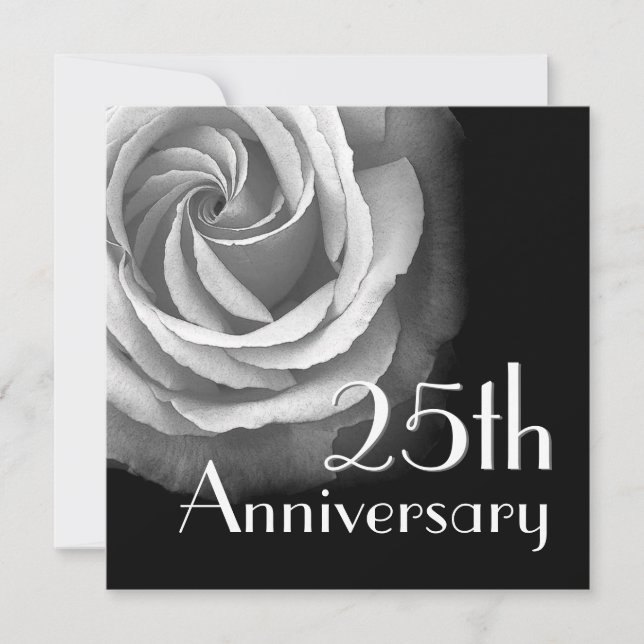 25th Anniversary Invitation - SILVER Rose (Front)