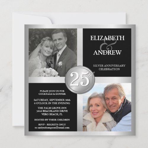 25th Anniversary Invitations with 2 Photos