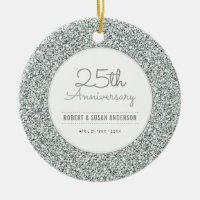 25th Anniversary Keepsake Faux Silver Glitter