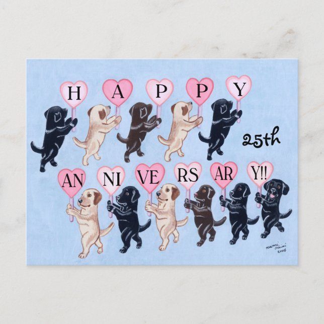 25th Anniversary Labrador Retrievers Painting Postcard (Front)